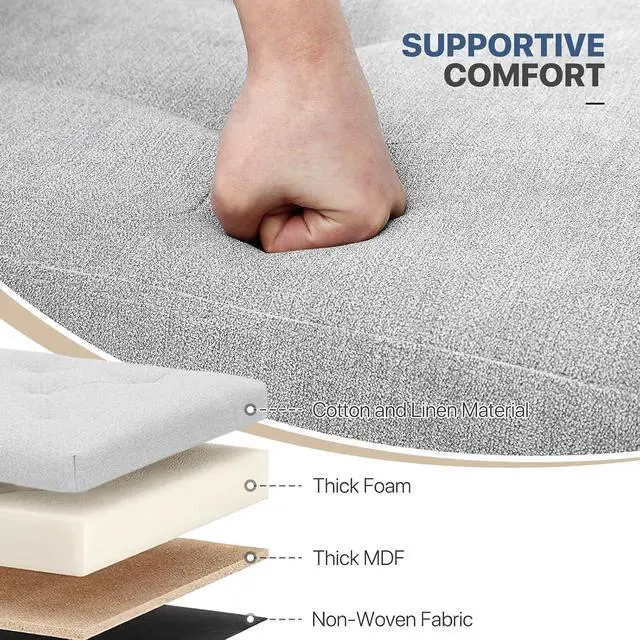 Alt view image 7 of 7 - 15 Inches Storage Ottoman Cube, Folding Square Foot Rest Stool, Small Ottoman Footrest with Storage for Living Room, Bedroom, Entryway, Light Gray