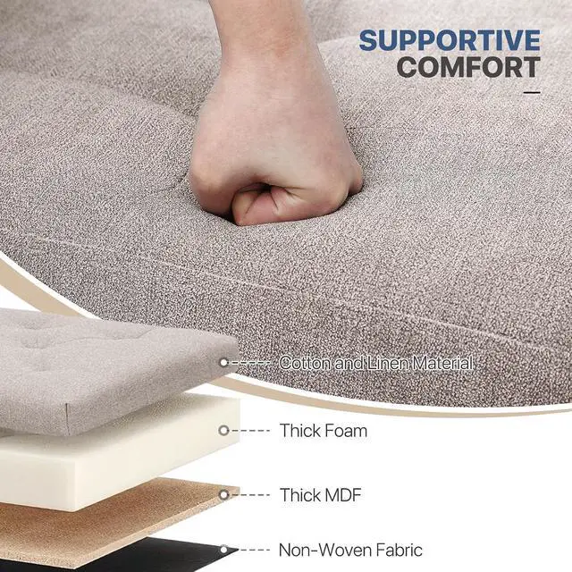 Alt view image 6 of 6 - 15 Inches Storage Ottoman Cube, Folding Square Foot Rest Stool, Small Ottoman Footrest with Storage for Living Room, Bedroom, Entryway, Sandy Beige