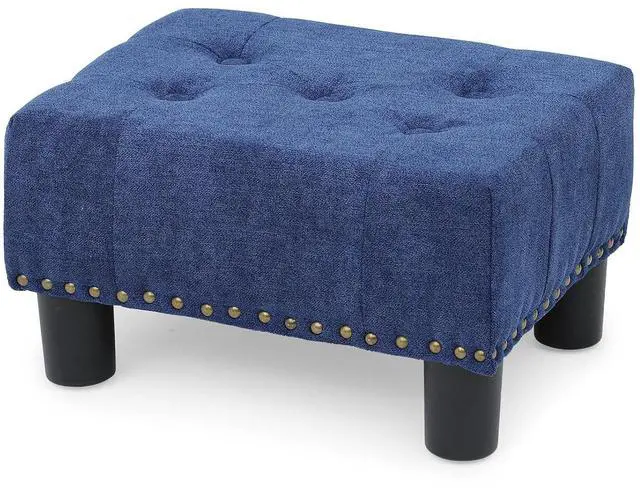 Main image of Small Foot Stool Ottoman, Ottoman Foot Rest with Legs, Foot Rest Foot Step Stool for Couch, Rectangle Tufted Footstool for Living Room Entryway, Navy Blue