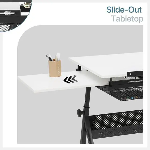 Alt view image 6 of 7 - Drafting Table Set for Home and School, Height & Angle Adjustments (28"-36", 0°-65°), Art Desk with Drawers Artists & Designers