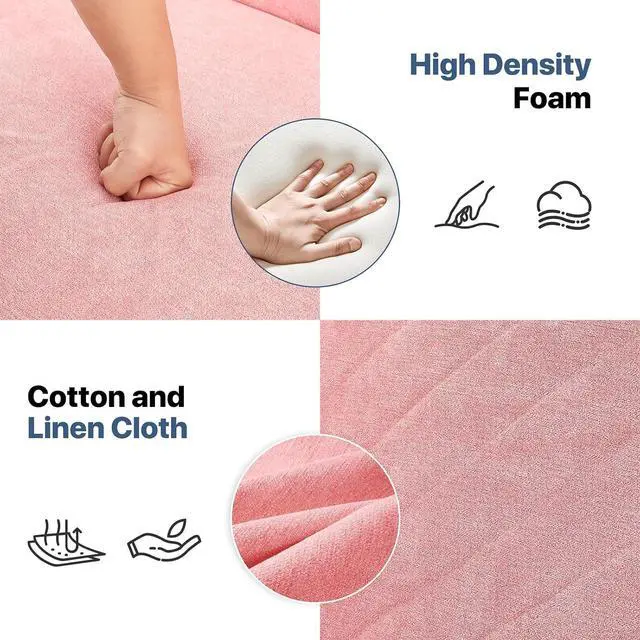 Alt view image 5 of 7 - 75 Inch Convertible Couch Sofa Bed, Reclining Futon Sleeper with Cloud Cushion & Ergonomics Armrest, 3 Seater Upholstered Couch, Comfy Reclining Sofa Bed for Living Room, Bedroom, Pink