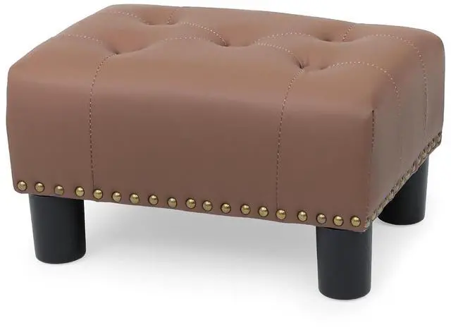 Main image of Small Foot Stool Ottoman, Ottoman Foot Rest with Legs, Foot Rest Foot Step Stool for Couch, Rectangle Tufted Footstool for Living Room Entryway, Brown
