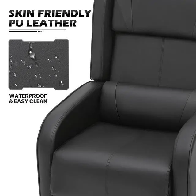 Alt view image 5 of 7 - Home Theater Seating Adjustable Backrest Massage Gaming Recliner, Living Room Single Sofa with Retractable Footrest, Small Recliner Chair for Small Spaces, Black