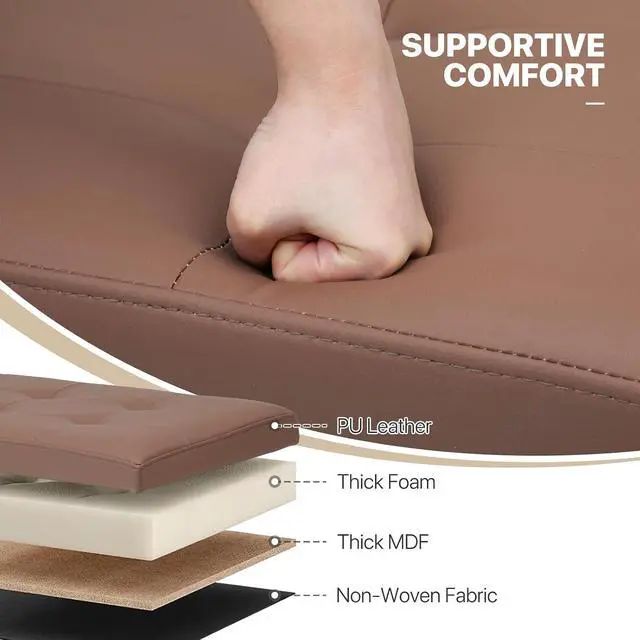 Alt view image 6 of 7 - Small Foot Stool Ottoman, Ottoman Foot Rest with Legs, Foot Rest Foot Step Stool for Couch, Rectangle Tufted Footstool for Living Room Entryway, Brown