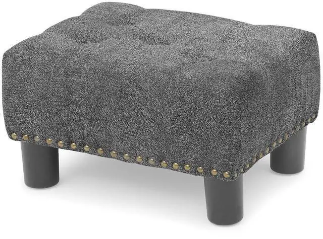 Main image of Small Foot Stool Ottoman, Ottoman Foot Rest with Legs, Foot Rest Foot Step Stool for Couch, Rectangle Tufted Footstool for Living Room Entryway, Dark Gray