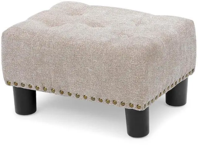 Main image of Small Foot Stool Ottoman, Ottoman Foot Rest with Legs, Foot Rest Foot Step Stool for Couch, Rectangle Tufted Footstool for Living Room Entryway, Sandy Beige
