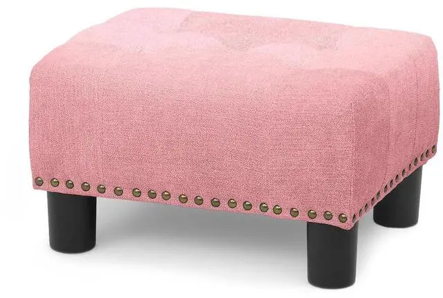 Main image of Small Foot Stool Ottoman, Ottoman Foot Rest with Legs, Foot Rest Foot Step Stool for Couch, Rectangle Tufted Footstool for Living Room Entryway, Pink