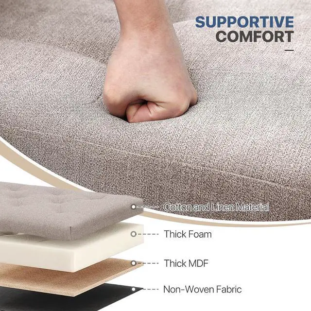 Alt view image 6 of 7 - Small Foot Stool Ottoman, Ottoman Foot Rest with Legs, Foot Rest Foot Step Stool for Couch, Rectangle Tufted Footstool for Living Room Entryway, Sandy Beige