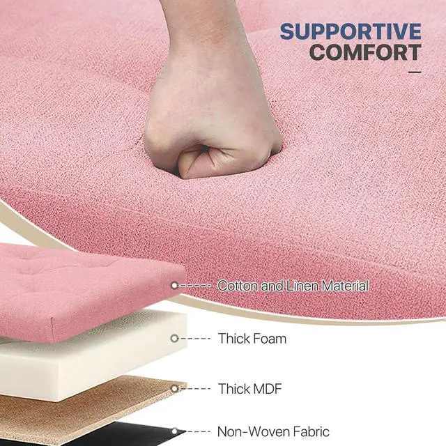 Alt view image 5 of 7 - Small Foot Stool Ottoman, Ottoman Foot Rest with Legs, Foot Rest Foot Step Stool for Couch, Rectangle Tufted Footstool for Living Room Entryway, Pink