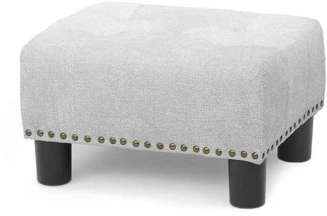 Main image of Small Foot Stool Ottoman, Ottoman Foot Rest with Legs, Foot Rest Foot Step Stool for Couch, Rectangle Tufted Footstool for Living Room Entryway, Light Gray