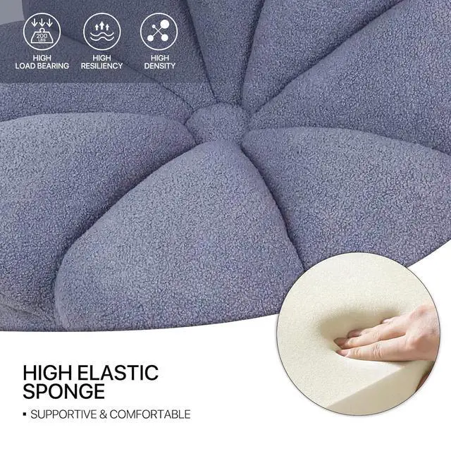 Alt view image 6 of 7 - Upholstered Accent Chair Petal Soft Chair Modern Leisure Chairs for Nursery, Living Room, Bedroom, Blue Blooming Flower Single Sofa with 300 Lbs Capacity