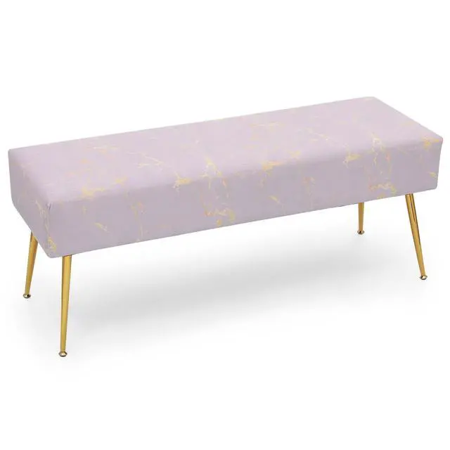Main image of Upholstered Settee Bench with Solid Steel Legs, Modern Lavender Long Bench for Entryway or Living Room, Versatile Accent Ottoman Foot Rest Stool with Marble Pattern, 440 lbs Capacity