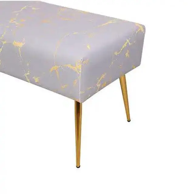 Alt view image 4 of 7 - Upholstered Settee Bench with Solid Steel Legs, Modern Lavender Long Bench for Entryway or Living Room, Versatile Accent Ottoman Foot Rest Stool with Marble Pattern, 440 lbs Capacity