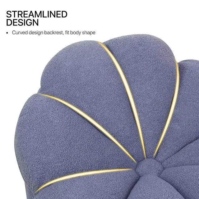Alt view image 7 of 7 - Upholstered Accent Chair Petal Soft Chair Modern Leisure Chairs for Nursery, Living Room, Bedroom, Blue Blooming Flower Single Sofa with 300 Lbs Capacity
