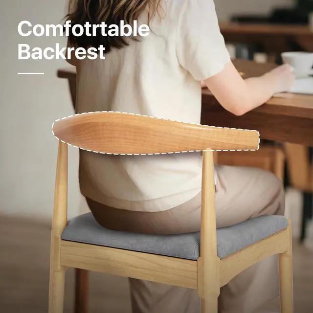 Alt view image 5 of 7 - Solid Wood Dining Chairs Set of 2, Heavy Duty Kitchen Chairs, Mid Century Modern Dining Chairs with Upholstered Cushion & Wide Curved Backrest for Living Room, Kitchen, Beige