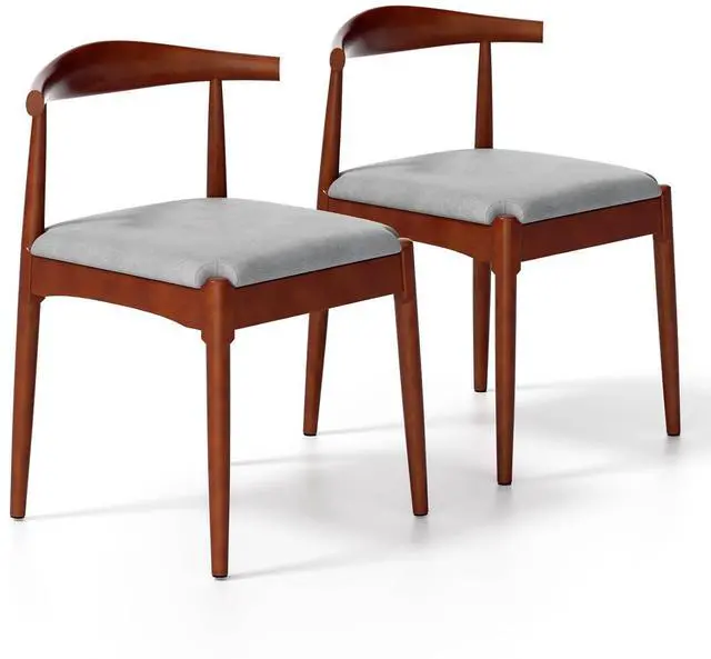 Main image of Solid Wood Dining Chairs Set of 2, Heavy Duty Kitchen Chairs, Mid Century Modern Dining Chairs with Upholstered Cushion & Wide Curved Backrest for Living Room, Kitchen, Walnut