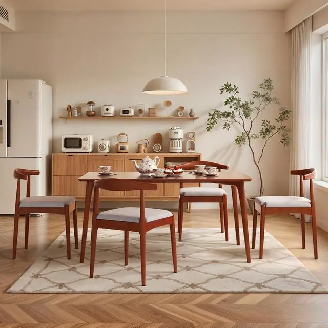 Alt view image 2 of 7 - Solid Wood Dining Chairs Set of 2, Heavy Duty Kitchen Chairs, Mid Century Modern Dining Chairs with Upholstered Cushion & Wide Curved Backrest for Living Room, Kitchen, Walnut