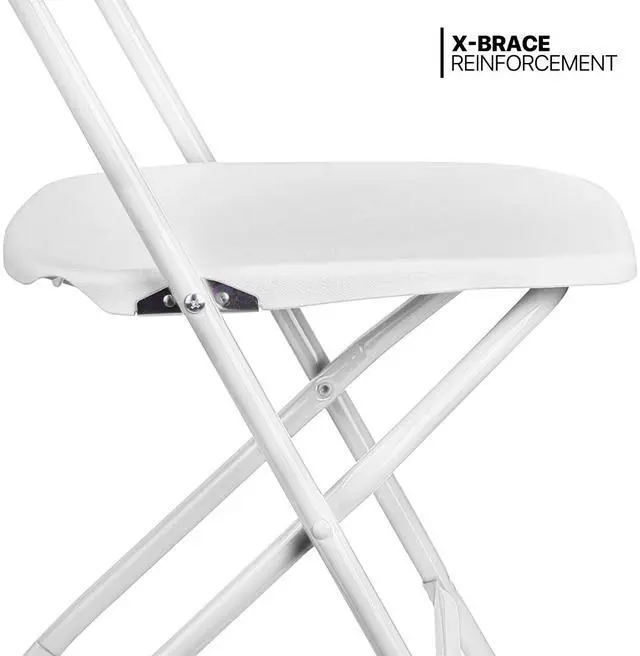 Alt view image 5 of 7 - Folding Chairs Set of 10, Indoor Outdoor Lightweight Stackable Plastic Chair w/Metal Frame for Events Wedding Party Picnic Banquet, White