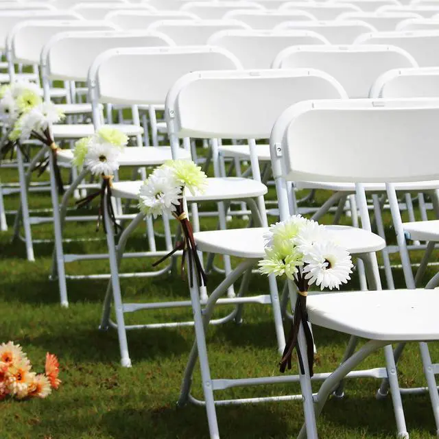 Alt view image 2 of 7 - Folding Chairs Set of 10, Indoor Outdoor Lightweight Stackable Plastic Chair w/Metal Frame for Events Wedding Party Picnic Banquet, White