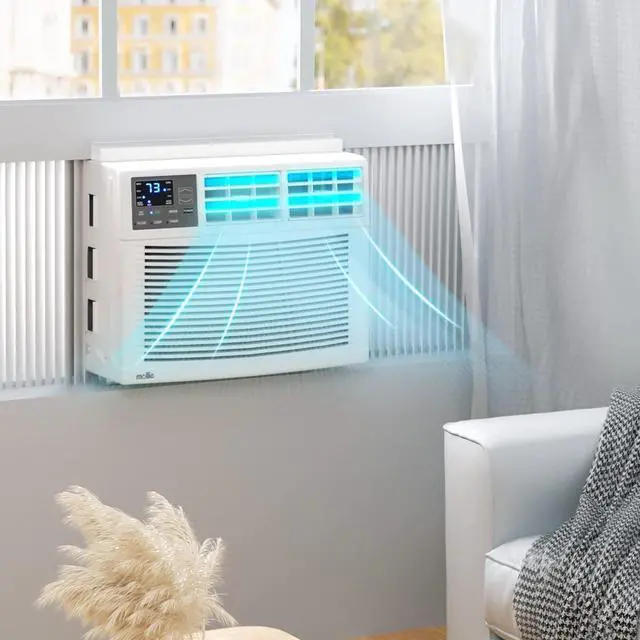 Alt view image 3 of 7 - 12,000 BTU Smart Window Conditioner with Wi-Fi Connected, Window AC Unit with Timer & Washable Filter, Ideal for Rooms up to 450 Square Feet, Remote/App Control, White