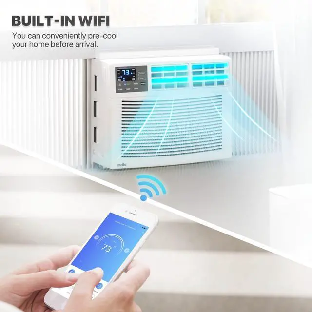 Alt view image 5 of 7 - 12,000 BTU Smart Window Conditioner with Wi-Fi Connected, Window AC Unit with Timer & Washable Filter, Ideal for Rooms up to 450 Square Feet, Remote/App Control, White