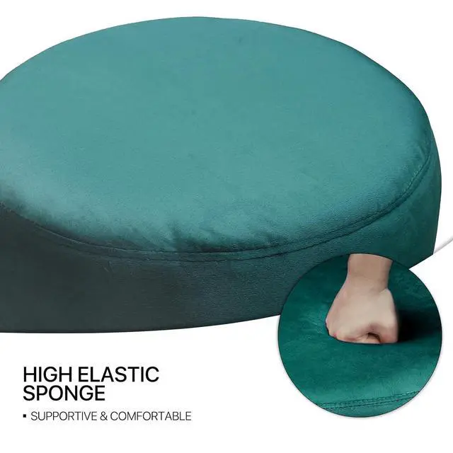Alt view image 6 of 7 - Vanity Stool with Golden Legs, Green Accent Ottoman for Makeup Room, Round Ottoman Foot Stool, Footrest Chair for Girls' Bedroom, Home Living Room Entryway Stool, 250 lbs Capacity