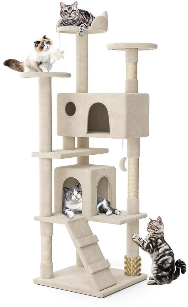 Main image of 77 Inch Cat Tree Tower for Indoor Cats Large Adults, Tall Cat Tower with Scratching Post, Multi-Level Furniture Activity Center with Cat Condo Pet Play House, Beige