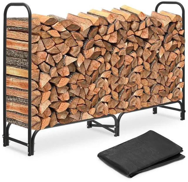 Main image of 6.6 ft Firewood Rack Outdoor with Cover, Fire Wood Pile Storage with Waterproof Cover, 440 lb Capacity Firewood Holder Outdoor