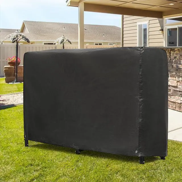 Alt view image 3 of 7 - 6.6 ft Firewood Rack Outdoor with Cover, Fire Wood Pile Storage with Waterproof Cover, 440 lb Capacity Firewood Holder Outdoor