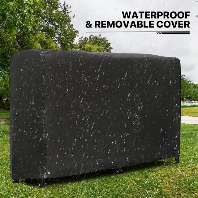 Alt view image 5 of 7 - 6.6 ft Firewood Rack Outdoor with Cover, Fire Wood Pile Storage with Waterproof Cover, 440 lb Capacity Firewood Holder Outdoor