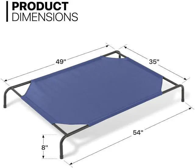 Alt view image 2 of 7 - Elevated Dog Bed for Large Dogs, Cooling Raised Ped Bed Portable Dog Cot for Camping or Beach, Durable Frame w/Breathable Mesh, 54 Inches Length, Navy Blue