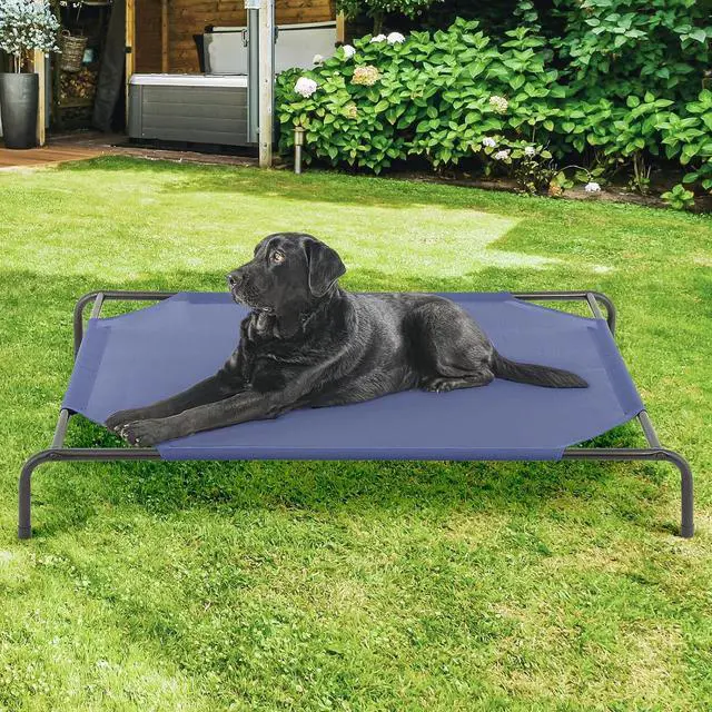 Alt view image 4 of 7 - Elevated Dog Bed for Large Dogs, Cooling Raised Ped Bed Portable Dog Cot for Camping or Beach, Durable Frame w/Breathable Mesh, 54 Inches Length, Navy Blue