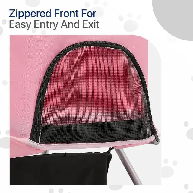 Alt view image 5 of 7 - 3-in-1 Foldable Dog Stroller with Detachable Carrier & Cup Holder, 4 Wheel Foldable Jogging Travel Stroller for Small/Medium Dogs & Cats up to 33 lbs, Pink