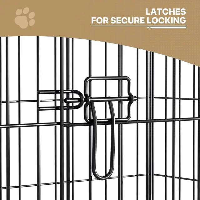 Alt view image 5 of 7 - 24/30/36/42/48 Dog Crates, Foldable Metal Wire Dog Cage with Double-Door, Outdoor Indoor Pet Kennels, Includes Leak-Proof Pan, Divider Panel, Black, 24"