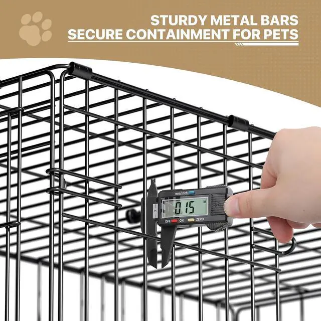 Alt view image 4 of 7 - 24/30/36/42/48 Dog Crates, Foldable Metal Wire Dog Cage with Double-Door, Outdoor Indoor Pet Kennels, Includes Leak-Proof Pan, Divider Panel, Black, 24"