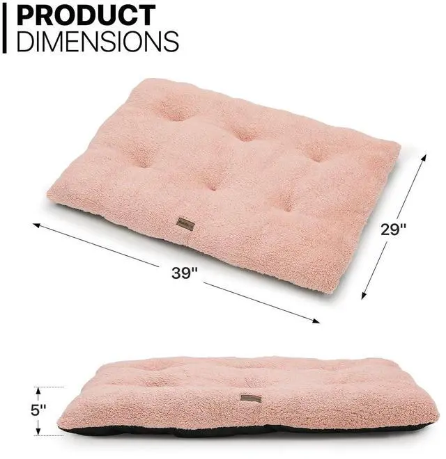 Alt view image 2 of 7 - 39"x29"x5" Dog Beds for Large Size Dogs Machine-Washable Short Plush Pet Beds Warming Cozy Soft Bed for Dogs and Cat, Pink