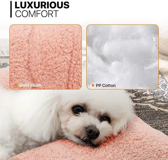 Alt view image 5 of 7 - 39"x29"x5" Dog Beds for Large Size Dogs Machine-Washable Short Plush Pet Beds Warming Cozy Soft Bed for Dogs and Cat, Pink