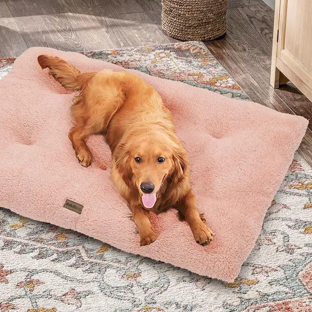 Alt view image 4 of 7 - 39"x29"x5" Dog Beds for Large Size Dogs Machine-Washable Short Plush Pet Beds Warming Cozy Soft Bed for Dogs and Cat, Pink
