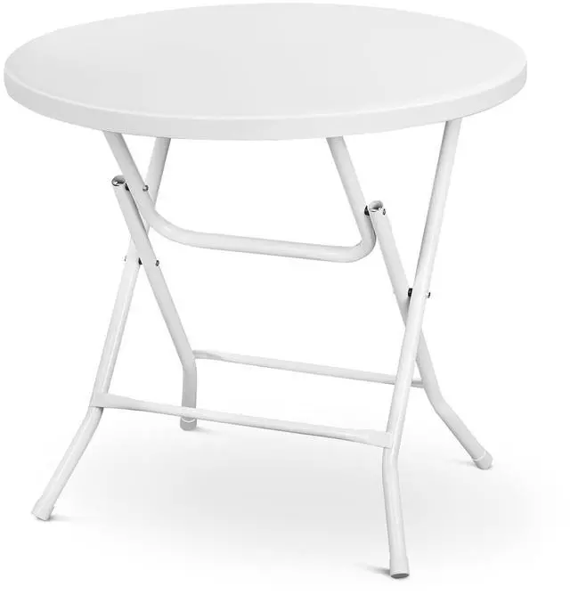 Main image of 31" Round Folding Commercial Banquet Table Foldable Plastic Card Outdoor Utility Tables for Party Wedding Event, White