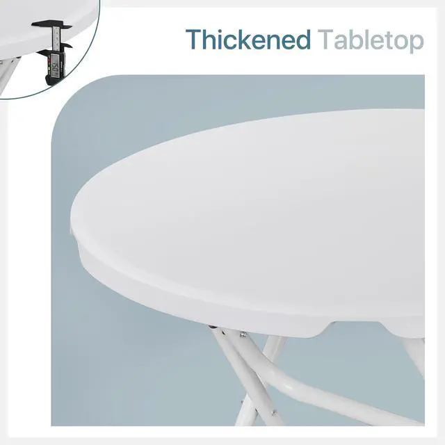 Alt view image 4 of 7 - 31" Round Folding Commercial Banquet Table Foldable Plastic Card Outdoor Utility Tables for Party Wedding Event, White