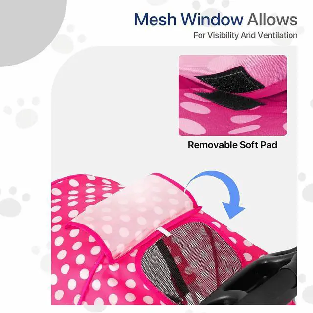Alt view image 5 of 7 - Dog Stroller for Dogs and Cats, Foldable Pet Jogger Stroller with Cup Holders, Cat Stroller w/Bottom Storage for Pets up to 33 lbs, Polka Dots