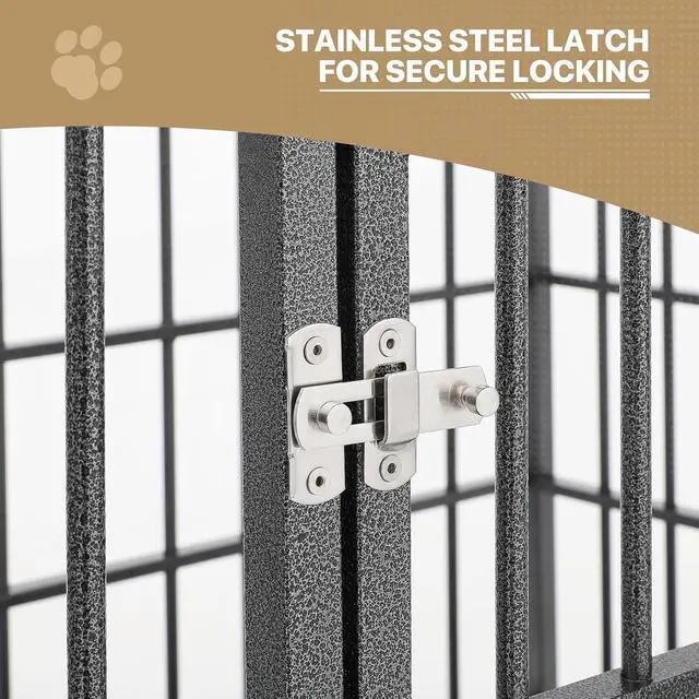 Alt view image 5 of 7 - Heavy Duty Dog Indestructible Crate with Lockable Wheels, Escape Proof Dog Kennel with Double-Door, Chew-Proof Pet Cage Indoor for Extra Large Dogs