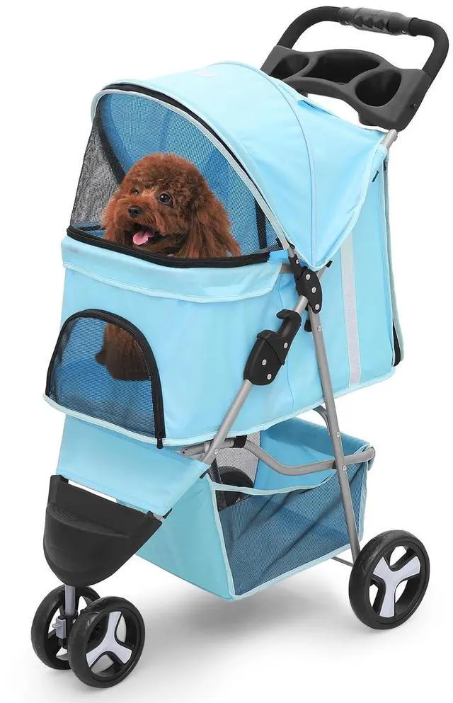 Main image of Dog Stroller for Dogs and Cats, Foldable Pet Jogger Stroller with Cup Holders, Cat Stroller w/Bottom Storage for Pets up to 33 lbs, Mint Green