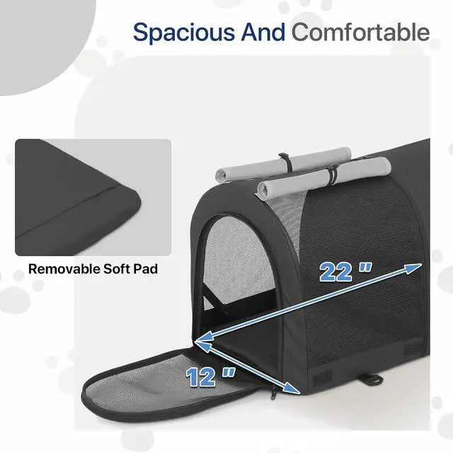 Alt view image 4 of 7 - Double Pet Stroller for Dogs and Cats with 2 Detachable Carrier, 4 Wheels Lightweight Easy-Fold Jogger for Small Medium Pets, Black/Gray