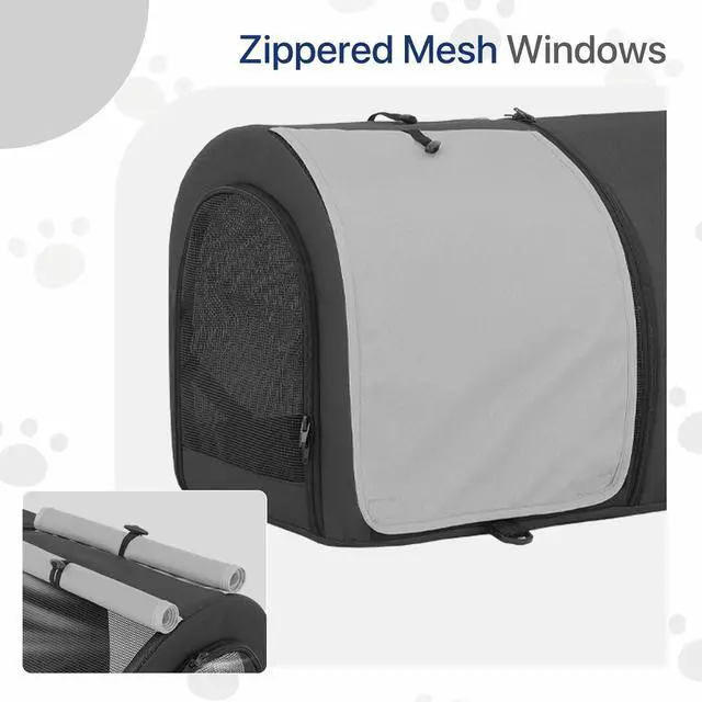 Alt view image 5 of 7 - Double Pet Stroller for Dogs and Cats with 2 Detachable Carrier, 4 Wheels Lightweight Easy-Fold Jogger for Small Medium Pets, Black/Gray