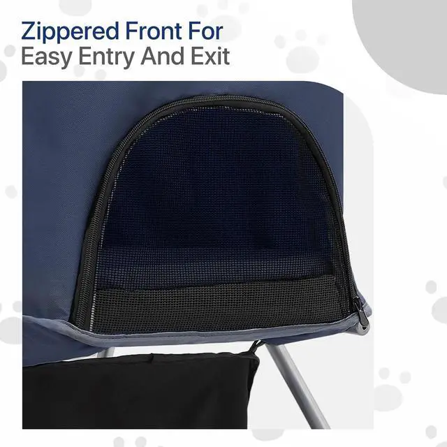 Alt view image 5 of 7 - 3-in-1 Foldable Dog Stroller with Detachable Carrier & Cup Holder, 4 Wheel Foldable Jogging Travel Stroller for Small/Medium Dogs & Cats up to 33 lbs, Navy Blue