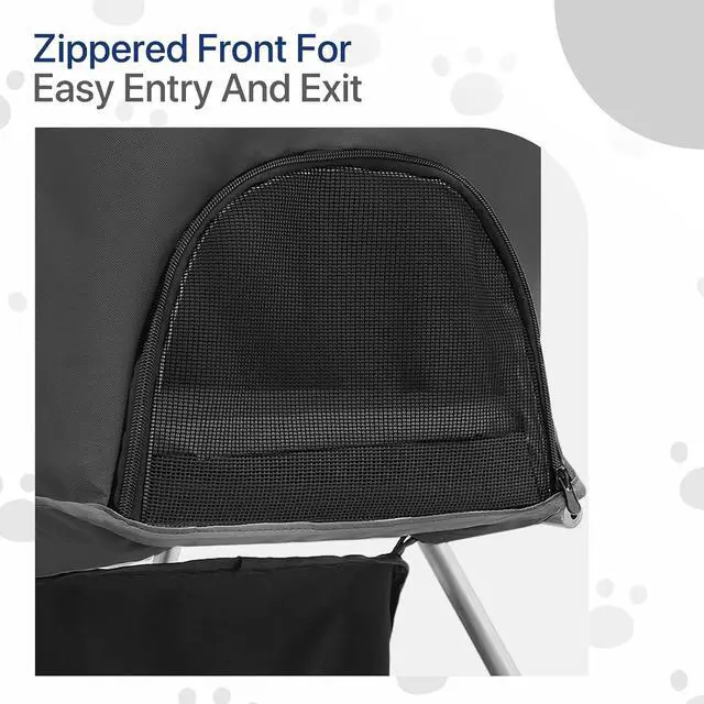 Alt view image 5 of 7 - 3-in-1 Foldable Dog Stroller with Detachable Carrier & Cup Holder, 4 Wheel Foldable Jogging Travel Stroller for Small/Medium Dogs & Cats up to 33 lbs, Black
