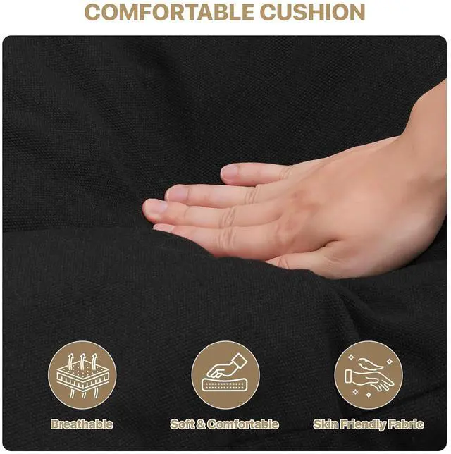 Alt view image 4 of 7 - 2 Seat Hammock Chair Hanging Macrame Swing 3 Cushions Included, Indoor/Outdoor Boho Chair for Adults, Max 700 lbs Capacity Patio Hanging Chair Porch Hammock Chair Hanging Rope Swing, Black