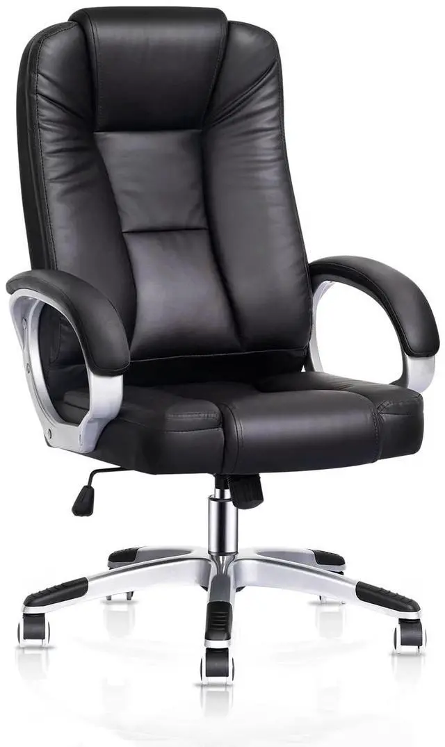 Main image of Executive Office Chair, High Back PU Leather Ergonomic Computer Chair with Lumbar Support and Padded Armrest for Adults, 300 lbs Capacity, Black