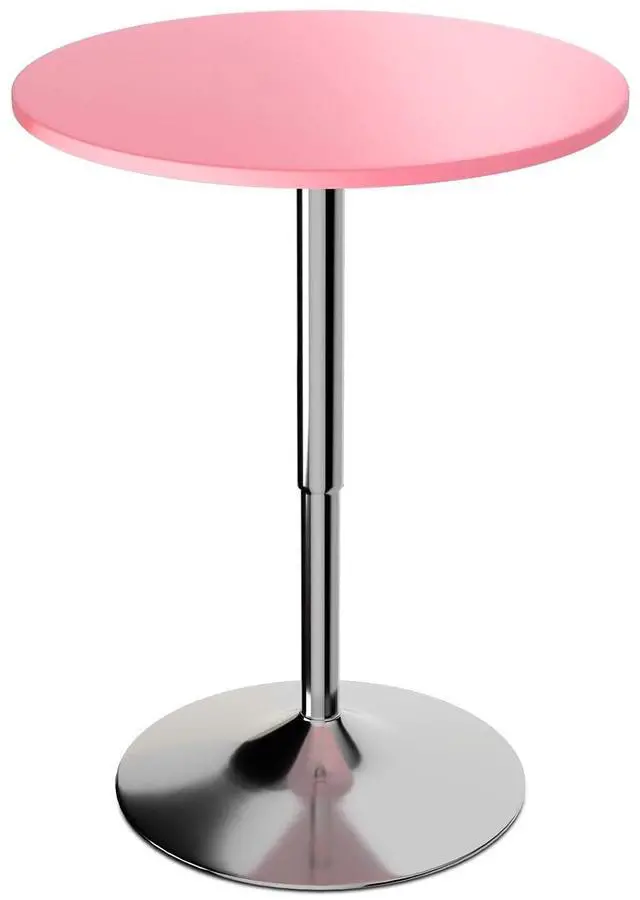 Main image of Bistro Pub Table Round Bar 27.5"- 36" Height-Adjustable Cocktail Table with 23.5 Inch Table Top for Dining Room Home Kitchen Patio Bistro (Pink)